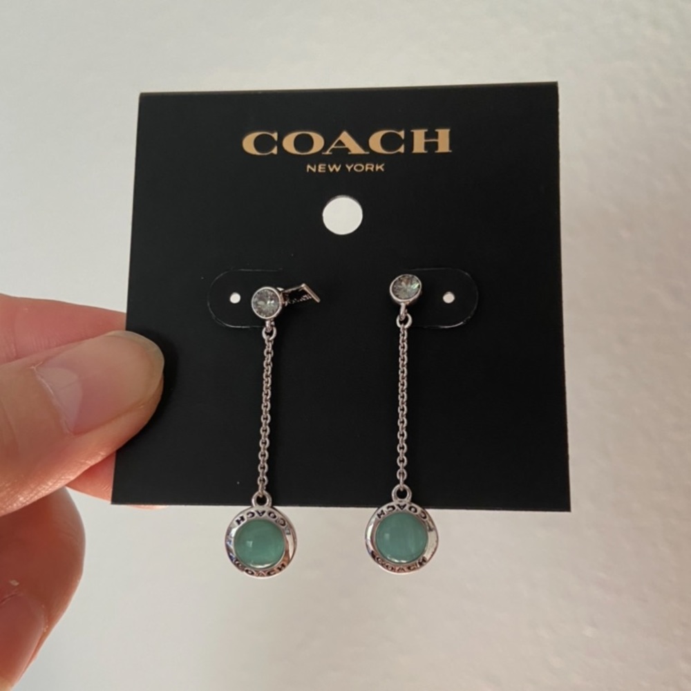 Coach Crystal Long Dangle Earrings - Picture 2 of 5